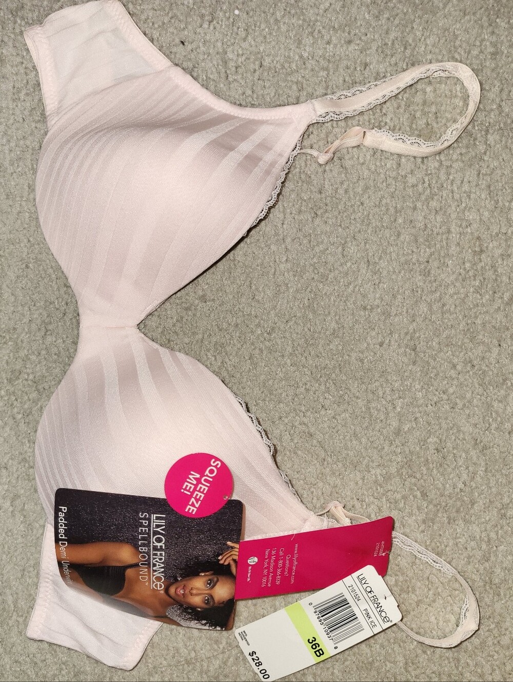 Lily of France Pink Ice Padded Demi Underwire Bra - Pink, Size 36B